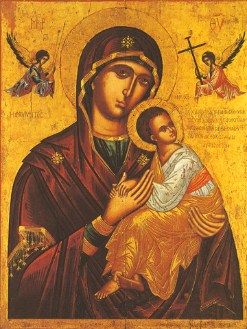 Icon of Mother Mary as Theotokos bearing Christ as the Son of God